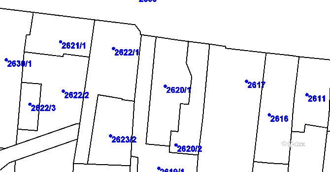Parcela st. 2620/1 v KÚ Kravaře ve Slezsku, Katastrální mapa