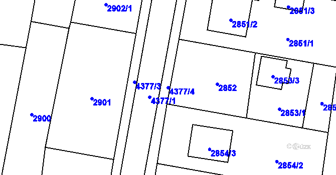 Parcela st. 4377/4 v KÚ Kravaře ve Slezsku, Katastrální mapa