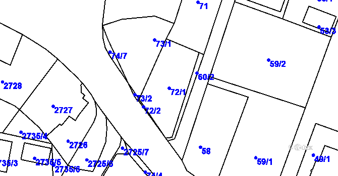 Parcela st. 72/1 v KÚ Kravaře ve Slezsku, Katastrální mapa