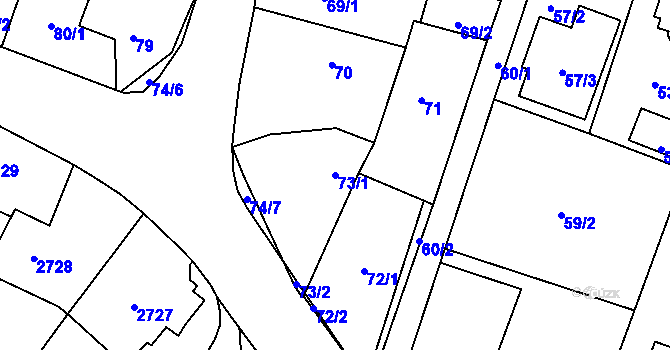 Parcela st. 73/1 v KÚ Kravaře ve Slezsku, Katastrální mapa