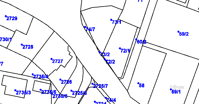 Parcela st. 73/2 v KÚ Kravaře ve Slezsku, Katastrální mapa