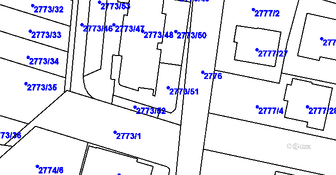Parcela st. 2773/51 v KÚ Kravaře ve Slezsku, Katastrální mapa