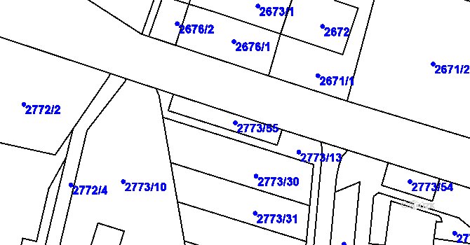 Parcela st. 2773/55 v KÚ Kravaře ve Slezsku, Katastrální mapa