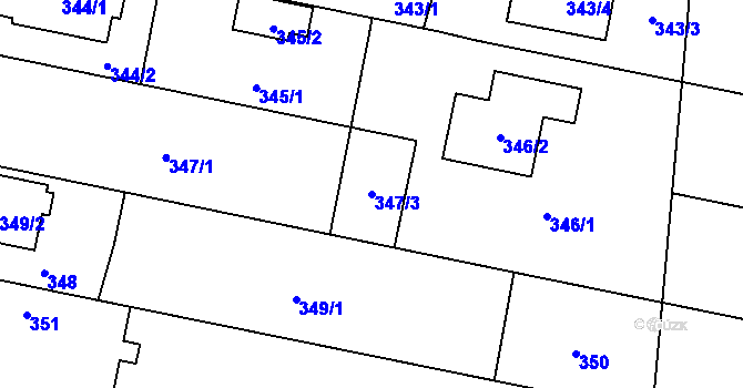 Parcela st. 347/3 v KÚ Kravaře ve Slezsku, Katastrální mapa