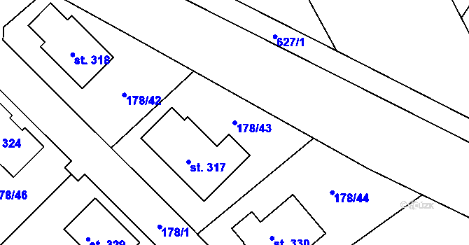 Parcela st. 178/43 v KÚ Kravsko, Katastrální mapa