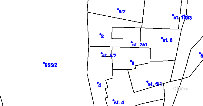 Parcela st. 5/2 v KÚ Kravsko, Katastrální mapa