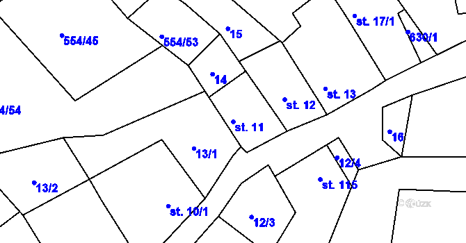 Parcela st. 11 v KÚ Kravsko, Katastrální mapa