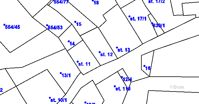 Parcela st. 12 v KÚ Kravsko, Katastrální mapa