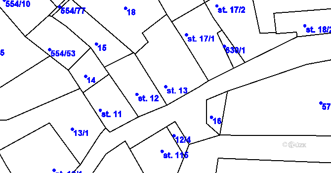 Parcela st. 13 v KÚ Kravsko, Katastrální mapa