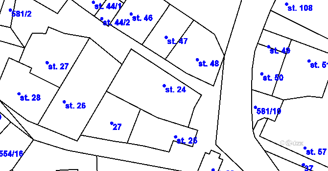Parcela st. 24 v KÚ Kravsko, Katastrální mapa