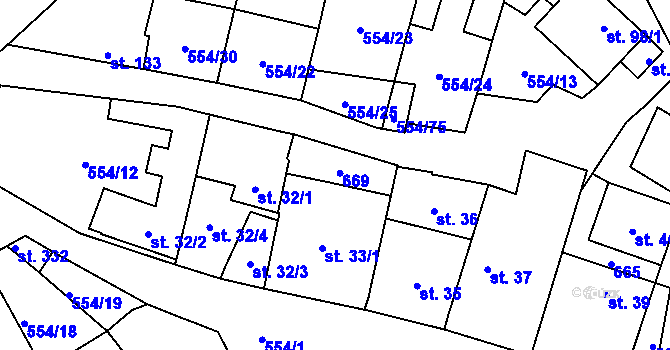 Parcela st. 33/2 v KÚ Kravsko, Katastrální mapa