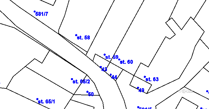 Parcela st. 59 v KÚ Kravsko, Katastrální mapa