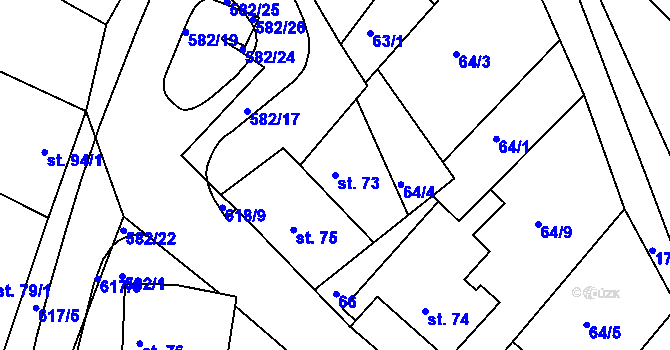 Parcela st. 73 v KÚ Kravsko, Katastrální mapa