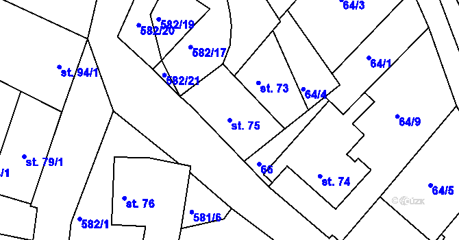 Parcela st. 75 v KÚ Kravsko, Katastrální mapa