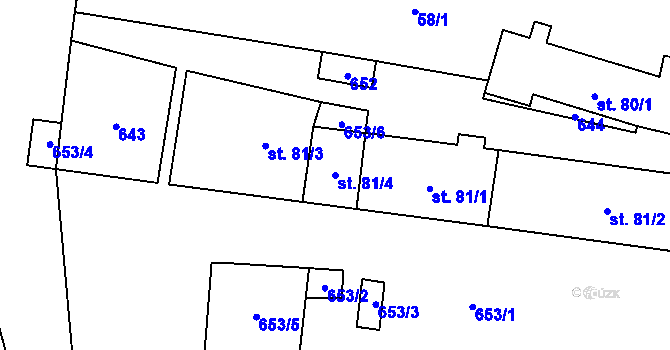 Parcela st. 81/4 v KÚ Kravsko, Katastrální mapa