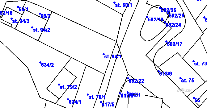 Parcela st. 94/1 v KÚ Kravsko, Katastrální mapa