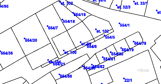Parcela st. 99 v KÚ Kravsko, Katastrální mapa