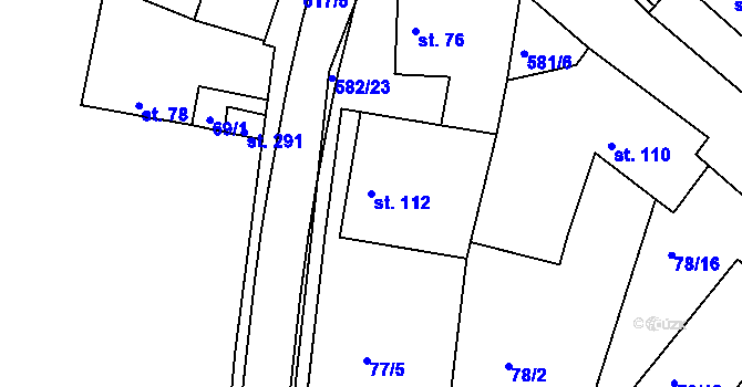Parcela st. 112 v KÚ Kravsko, Katastrální mapa