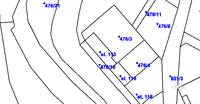 Parcela st. 113 v KÚ Kravsko, Katastrální mapa