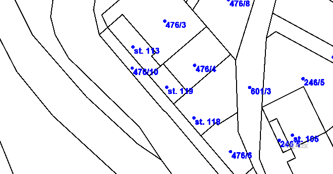 Parcela st. 119 v KÚ Kravsko, Katastrální mapa