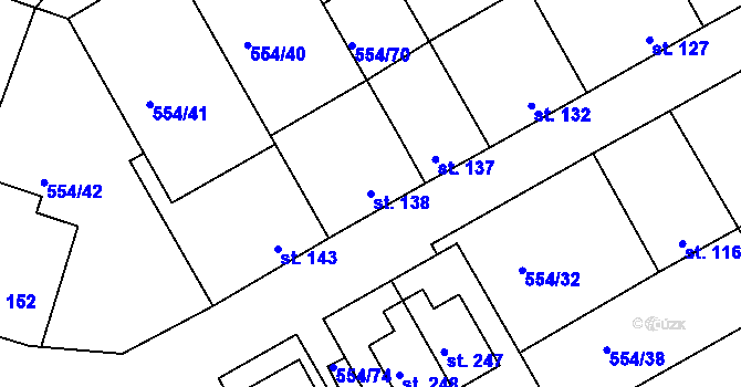 Parcela st. 138 v KÚ Kravsko, Katastrální mapa