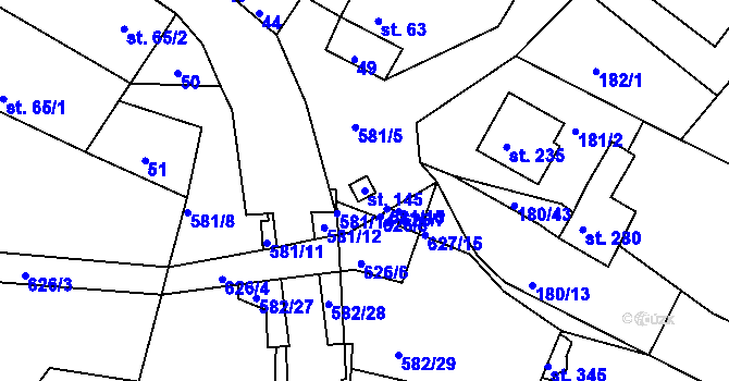 Parcela st. 145 v KÚ Kravsko, Katastrální mapa