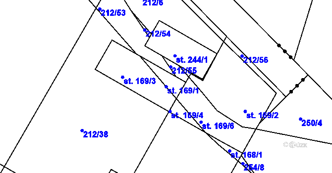Parcela st. 169/1 v KÚ Kravsko, Katastrální mapa