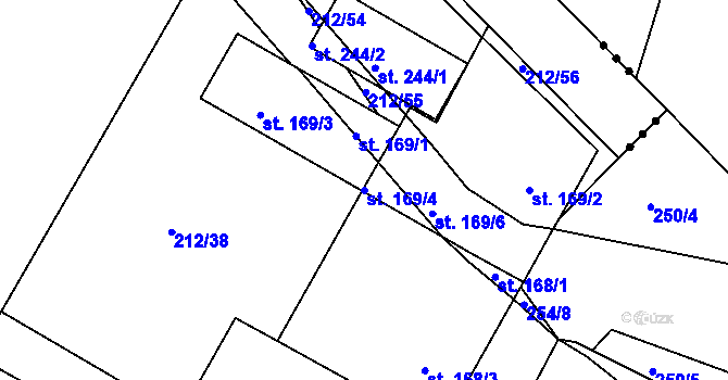 Parcela st. 169/4 v KÚ Kravsko, Katastrální mapa