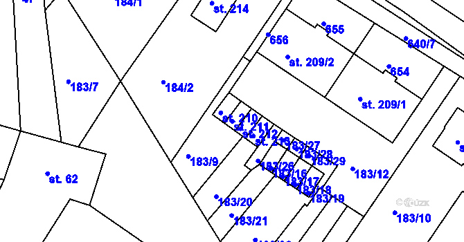 Parcela st. 211 v KÚ Kravsko, Katastrální mapa