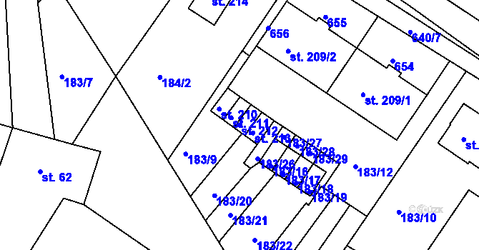 Parcela st. 212 v KÚ Kravsko, Katastrální mapa