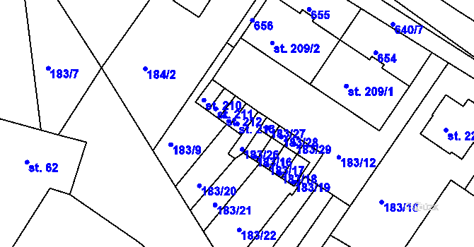 Parcela st. 213 v KÚ Kravsko, Katastrální mapa