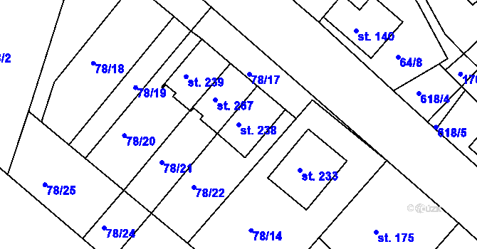 Parcela st. 238 v KÚ Kravsko, Katastrální mapa