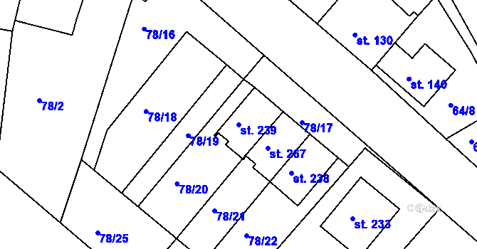 Parcela st. 239 v KÚ Kravsko, Katastrální mapa