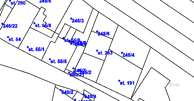 Parcela st. 253 v KÚ Kravsko, Katastrální mapa