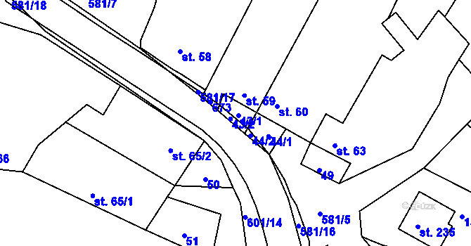 Parcela st. 43 v KÚ Kravsko, Katastrální mapa