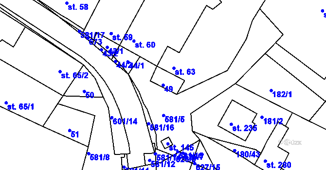 Parcela st. 49 v KÚ Kravsko, Katastrální mapa