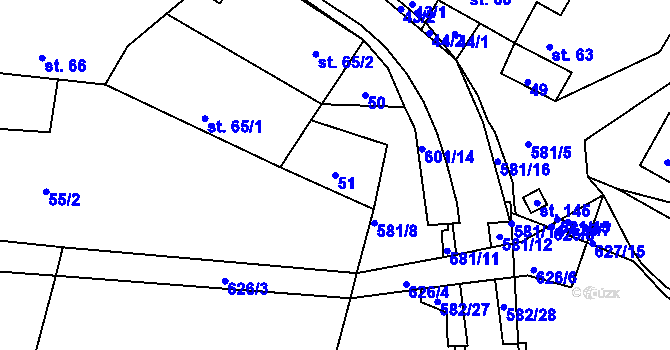 Parcela st. 51 v KÚ Kravsko, Katastrální mapa