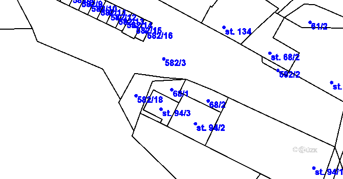Parcela st. 68/1 v KÚ Kravsko, Katastrální mapa