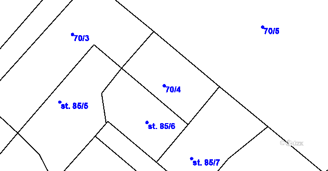 Parcela st. 70/4 v KÚ Kravsko, Katastrální mapa