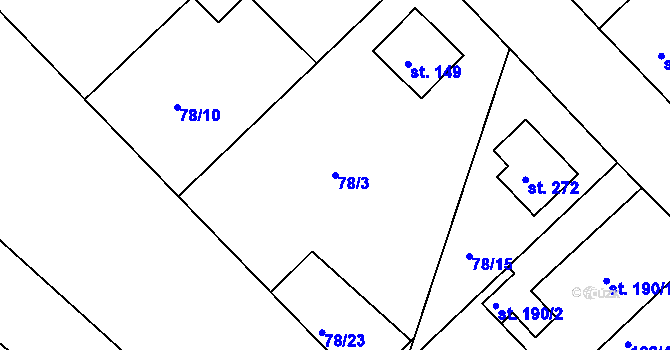 Parcela st. 78/3 v KÚ Kravsko, Katastrální mapa