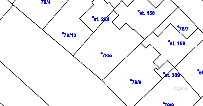 Parcela st. 78/5 v KÚ Kravsko, Katastrální mapa
