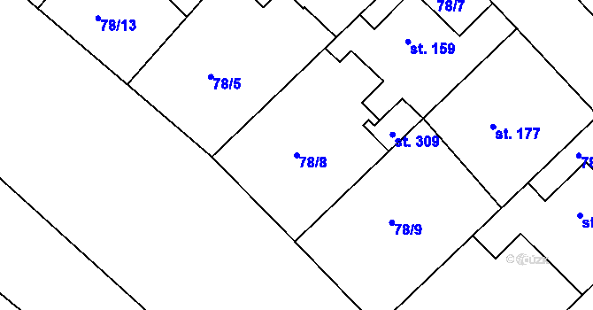 Parcela st. 78/8 v KÚ Kravsko, Katastrální mapa