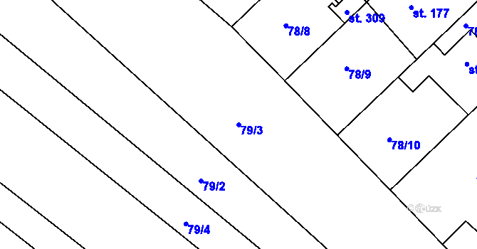 Parcela st. 79/3 v KÚ Kravsko, Katastrální mapa