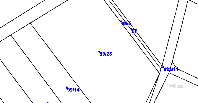 Parcela st. 99/23 v KÚ Kravsko, Katastrální mapa