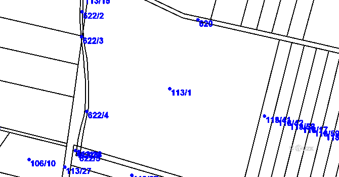Parcela st. 113/1 v KÚ Kravsko, Katastrální mapa