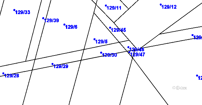Parcela st. 129/30 v KÚ Kravsko, Katastrální mapa