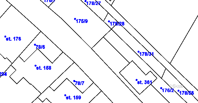 Parcela st. 175/6 v KÚ Kravsko, Katastrální mapa