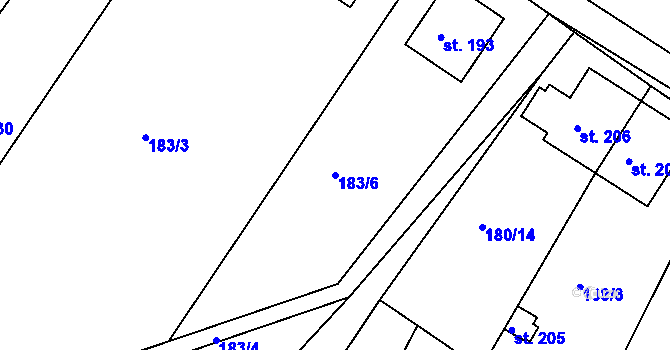 Parcela st. 183/6 v KÚ Kravsko, Katastrální mapa