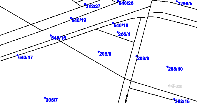 Parcela st. 205/8 v KÚ Kravsko, Katastrální mapa