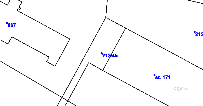 Parcela st. 212/45 v KÚ Kravsko, Katastrální mapa